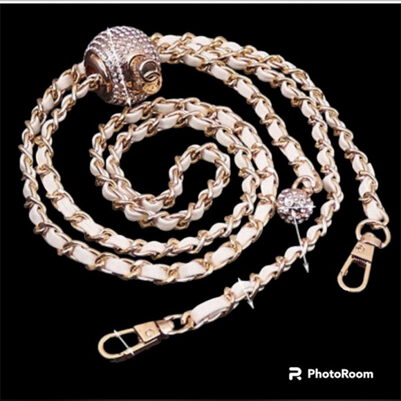 Luxury Rhinestones Replacement
Adjustable Chain Shoulder Bag Strap-white/Gold - Picture 5 of 8